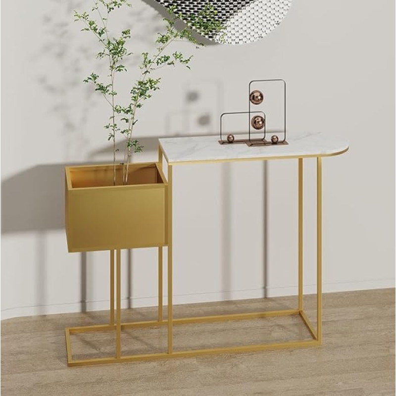 Schmaler Konsolentisch, Sofatisch mit Metallrahmen, moderner Flurtisch hinter dem Couchtisch für Eingangsbereich, Flur, Foyer, Höhe: (Auksinis, 80 cm)