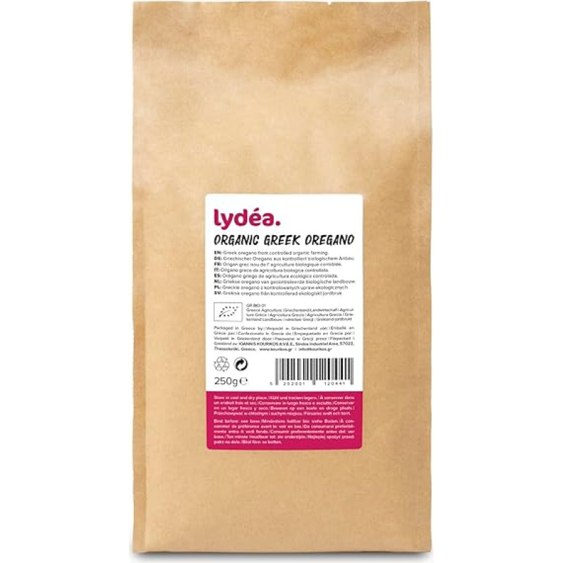 Lydea Greek Organic Oregano, 400 g, aukščiausios kokybės, intensyvaus aromato ir skonio