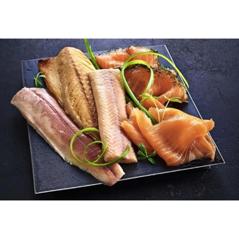 Rūkytos žuvies asorti, 5 gardžios rūšys, 500 g, geriausia kokybė, rūkytos žuvies asorti delishopper