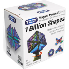 TOSY Magnetinis piramidės akmuo - 1 kubas virsta 1 milijardu formų, 12 dalių, 243 magnetai, velykinė dovana vaikams, holografinis dizainas, kūrybinė STEM dėlionė