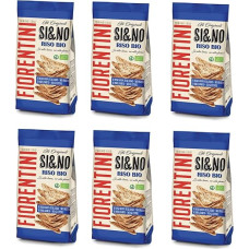 6 x Fiorentini SI&NO Mini Gallette di Riso con Sale Marino Ekologiški mini ryžių pyragėliai su jūros druska iš ekologiškų kultūrų 100 g traškus užkandis Be glitimo