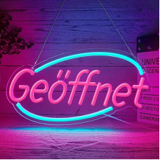 Open Neon Sign for Door, Open Neon Advertising Door Sign, LED Neon Light Hanging Sign, USB Operated with Dimmable Switch for Shops, Cocktail Bar, Boutique (Open (Blue and Pink))