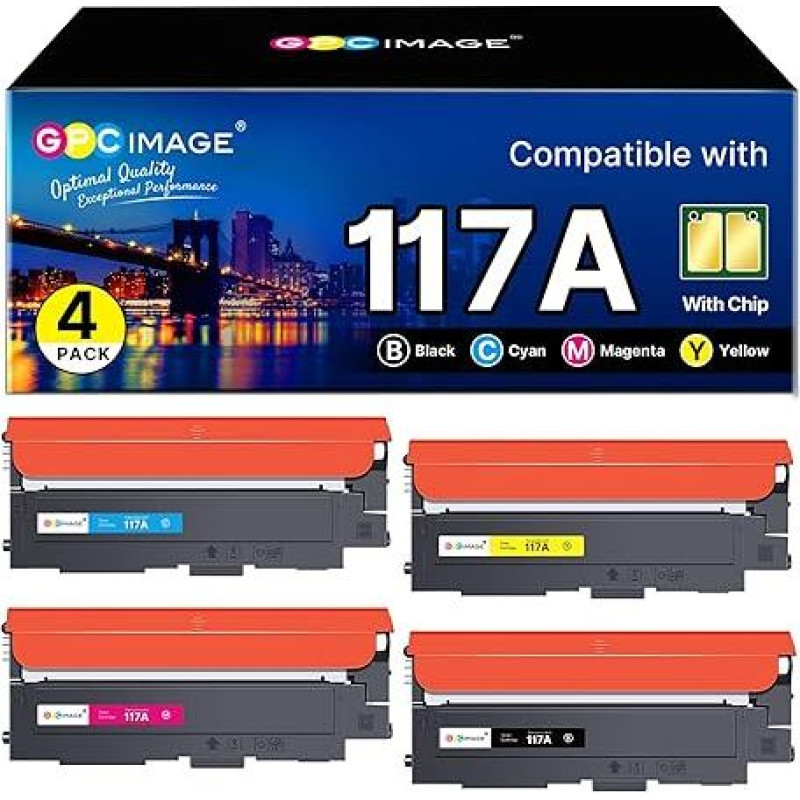 GPC IMAGE 117A suderinamas su HP 117A tonerių rinkinys, skirtas HP spalvoto lazerio MFP 178nwg MFP 179fwg 179fnw 178nw 150nw 150w 150a 178 179 W2070A W2071A W2072A W2073A (4 vnt.)
