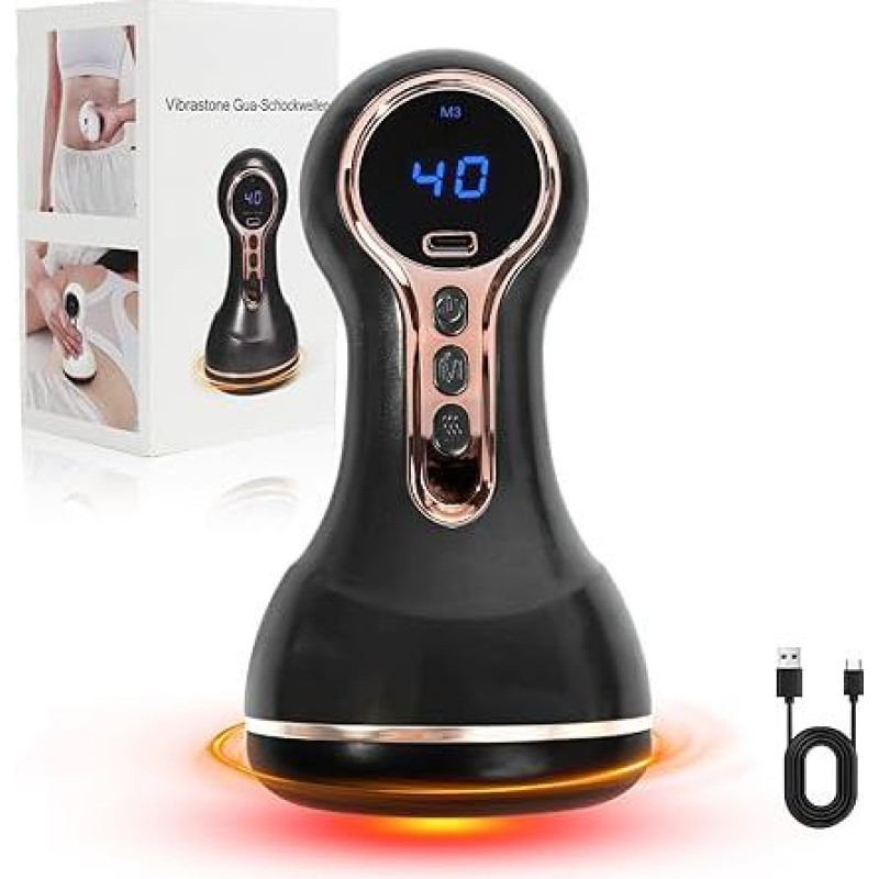 Neuropatija, 5.0 Upgrade Gua Shockwave prietaisas, mini masažuoklis su 30 vibracijos šildymo funkcijų deriniu, skausmo malšinimas ir atsipalaidavimas rankoms, nugarai, kojoms, juodas