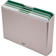Joseph Joseph Folio 4-Piece Plastic Chopping Board Set, Slim Holder for Organised Storage, Large - Sage Green