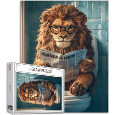 Liūtas eina į tualetą 1000 dalių dėlionės suaugusiems Laukinės gamtos ežeras Laikraščių dėlionės Gyvūnas eina į tualetą Dėlionė Sudėtinga šeimos veikla Žaidimai 