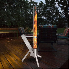 Outdoor Fire Pit, Pellet Torch Fire with 100 x 8 cm Glass Tube, Decorative Ambience Fire Column for Garden and Patio