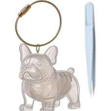 Paminklinis butelis su raktų pakabuku šuns plaukams, skaidrus augintinio plaukų laikymo butelis su grandine ir plaukų rinktuvu, šuns atminimo urna savininkui (prancūzų buldogas)