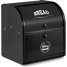 Duonos dėžė su ritininiu dangčiu, 2 sluoksnių dvigubų sienelių dizainas, sandari duonos, pyrago gaminių ir maisto produktų laikymo talpykla, juoda, kompaktiška virtuvės stalviršiui