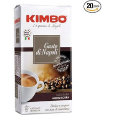 20 x Kimbo Il Caffè di Napoli Gusto di Napoli malta itališka espreso kava 250 g ryžtinga ir sodraus skonio su šokolado natomis malta kava Mocha