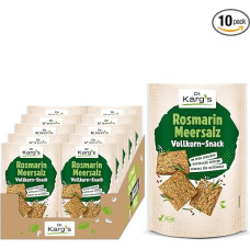 Dr. Karg's Whole Grain Snack Rosemary Sea Salt - traškūs, veganiški užkandžiai su rozmarinais ir jūros druska, 100 % viso grūdo miltai ir jokių priedų, 10 x 110 g