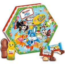 kinder Mix Velykų lėkštė - skanus įvairių mini ir tuščiavidurių figūrėlių mišinys Velykoms - su 3D efekto figūrėlėmis - velykinis šokoladas, saldumynai - velykinė dovana ir suvenyras - 143 g