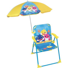 Fun House 713463 Baby Shark Folding Chair Camping Dimensions H 38.5 x D 38.5 x D 37.5 cm + Parasol Diameter 65 cm for Children Multi-Coloured