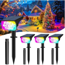 T-SUNUS Garden Spotlight Solar Outdoor Multicoloured, Solar Spotlight for Outdoor Use, 10 LED Solar Lights for Outdoors, 6 Colour Changing, Solar Garden Light, IP65 Waterproof for Trees, Shrubs,