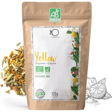 ORIGEENS Bio Tee Ingwer Kurkuma Yell-OW | Bio Kräuter-Tee Kurkuma Schwarzem Pfeffer Ingwer und Zitrone | Als Eistee, heißer Kräutertee, Goldene Milch, Kurkuma Latte