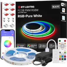 BTF-LIGHTING FCOB COB RGBW LED juosta WLAN rinkinys 5 m 896LEDs/m RGB+Natural White 4000K 24V šviesos juosta su SP544E 2,4 GHz WiFi RGBW LED valdikliu, suderinama su 
