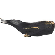 Deco 79 Pakrantės banginio skulptūrėlė iš dervos, juoda 4 x 14 x 5 cm