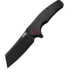 CJRB Crag Folding Pocket Knife, 8.7 cm AR-RPM9 Steel Blade, Carbon Fiber Handle, EDC Knife with Pocket Clip for Men and Women, Camping, Survival, Hiking, Black (J1904)
