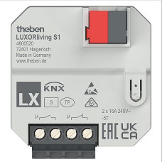 Theben 4800520 LUXORliving S1 I Viengubas perjungimo valdiklis, montuojamas į apačią I 2 dvejetainiai įėjimai bepotencialiams kontaktams I Skirtas KNX išmaniųjų namų sistemai Luxorliving