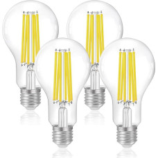 FLSNT LED Edisono lemputė E27, A70 LED kaitinamoji lempa, 3452 liumenų, itin ryški, 18 W (pakeičia 200 W), 5000 K dienos šviesa, nestabdoma, skaidrus stiklas, 4 vnt.