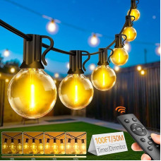 LED pasakų žibintai lauko galia 30 m - lauko pasakų žibintai Vandeniui atsparios G40 lemputės Dimmable Warm White su nuotolinio valdymo pulteliu 3 režimai, skirti vidaus lauko sodo balkonui Šalis Terasa Stovyklavietė