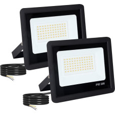 FUPE LED lauko prožektorius, 2 vnt., itin ryškus lauko prožektorius, 50 W, 5000 LM prožektorius, IP65 vandeniui atsparus LED prožektorius stogui, sodui, kiemui, vartams, garažui, juodas (4500 K, natūralus)