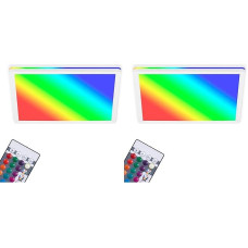 BRILONER Leuchten - LED skydelis, šviesos diodų lemputė, šviesos diodų lemputė, RGB, apšvietimas, foninis apšvietimas, inkl. Fernbedienung, 15 Watt, 1.850 Lumen, 4.000 Kelvinų, Weiß, 293x293x28mm (DxH) (Packung mit 2)