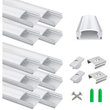 LightingWill LED aliuminio profilis LED aliuminio kanalas 1M sidabrinis U formos LED difuzorius su pieno baltumo dangteliu aliuminio ekstruzijos LED juostelės šviesos U02 pakuotė