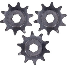 3erSet StahlKettenrad mit 10 Zähnen und 8mm Sechskantbohrung für präzisen Antrieb in mechanischen Systemen