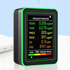 6 in 1 Indoor Air Quality Monitor, 2.8 Inch HD Screen Air Detector, CO2, TVOC, HCHO PM2.5 and PM10 Air Quality Tester, 1200 mAh Type C Charge for Home Office (Black