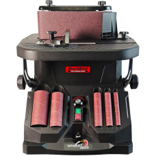 Bucktool 450W Oscillating Belt and Spindle Sander with 1000-1800 RPM Variable Speed - 610 x 100mm Band, 5 Sanding Sleeves (13-51mm) for Woodworking Projects