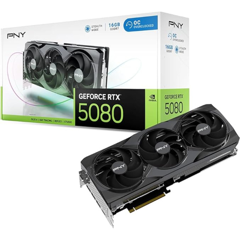 PNY GeForce RTX™ 5080 16GB OC Triple Fan vaizdo plokštė DLSS 4