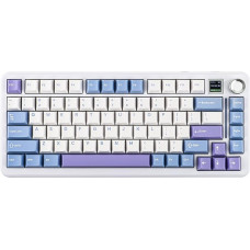 EPOMAKER Cypher81 75% mechaninė klaviatūra su TFT ekranu ir mygtukais, C tipo/BT/2.4G belaidė žaidimų klaviatūra, tvirtinama ant tarpinės, su RGB apšvietimu, skirta PC/Mac (baltai mėlyna, Wisteria Linear)