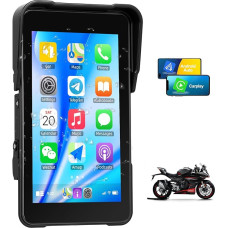 Motorcycle Carplay Screen with Bluetooth, 5 Inch Touchscreen with Tyre Pressure Monitoring, Wireless CarPlay & Android Car Airplay Screen for Moto GPS Navigation Motorcycle Waterproof
