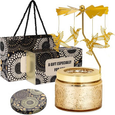 Geburtstagsgeschenk für Frauen, Ausgestochene Kolibri Drehbare Duftkerzen im Glas, Lavendel Kerzen Geschenk 25 Stunden Brenndauer, Natürlichem Sojawachs Duftkerzen Set für Weihnachten (85g)