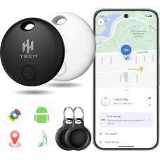 HH-Tech Android Tracker Tag 2 Pack mit 2 wasserdichten Protektoren funktioniert mit Google Find Hub, austauschbarer Akku, Smart Bluetooth Key Tracker Item Finder für Schlüssel, Geldbörse, Gepäck