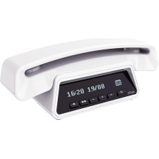 ALCATEL Epure Premium - DECT Cordless Landline Phone with Answering Machine - Vintage Design - Base with Smart Display - Graphic Display - Hands-Free Function - Call Blocking Function - White