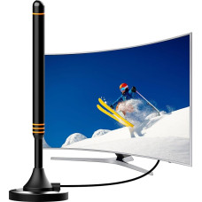 DVB-T2 Antenna with Magnetic Base - Indoor Antenna for 360° Reception - Supports DVB-T2 HD, HDTV, Full HD & 4K UHD - For Digital TV - 5m Coaxial Cable1
