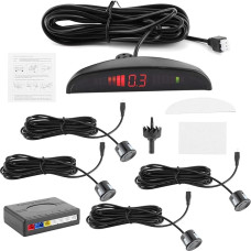 aqxreight - Parkavimo monitoriaus jutiklis Parkavimo radaro monitorius DC 12V Automobilio atbulinės eigos atsarginės kopijos detektorius su 4 jutikliais