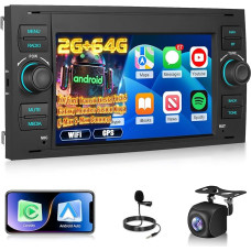 2G + 64G Android Car Radio for Ford Transit Fiesta Focus Galaxy Mondeo Fusion Kuga C-Max S-Max with Wireless Carplay & Android Car, 9 Inch Touchscreen Radio with WiFi, GPS Navigation, Bluetooth, FM