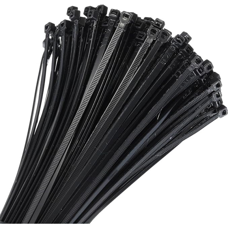 sourcing map Kabelbinder, 35,6 cm, 18,1 kg, selbstsichernd, lang, Nylon, 0,9 cm für Kabelmanagement, Schwarz, 200 Stück
