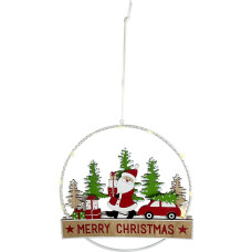 20cm Wooden LED Christmas Wreath Beautiful Crown for Front Door Christmas Decoration