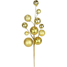 Künstlicher Dekozweig Gold 47 cm Weihnachtsdeko mit glänzenden glitzernden Kugeln Weihnachtsstrauß Christbaum Schmuck festlicher Zweig Deko Zweig Goldkugeln Weihnachtsgesteck Tischdeko Adventskranz