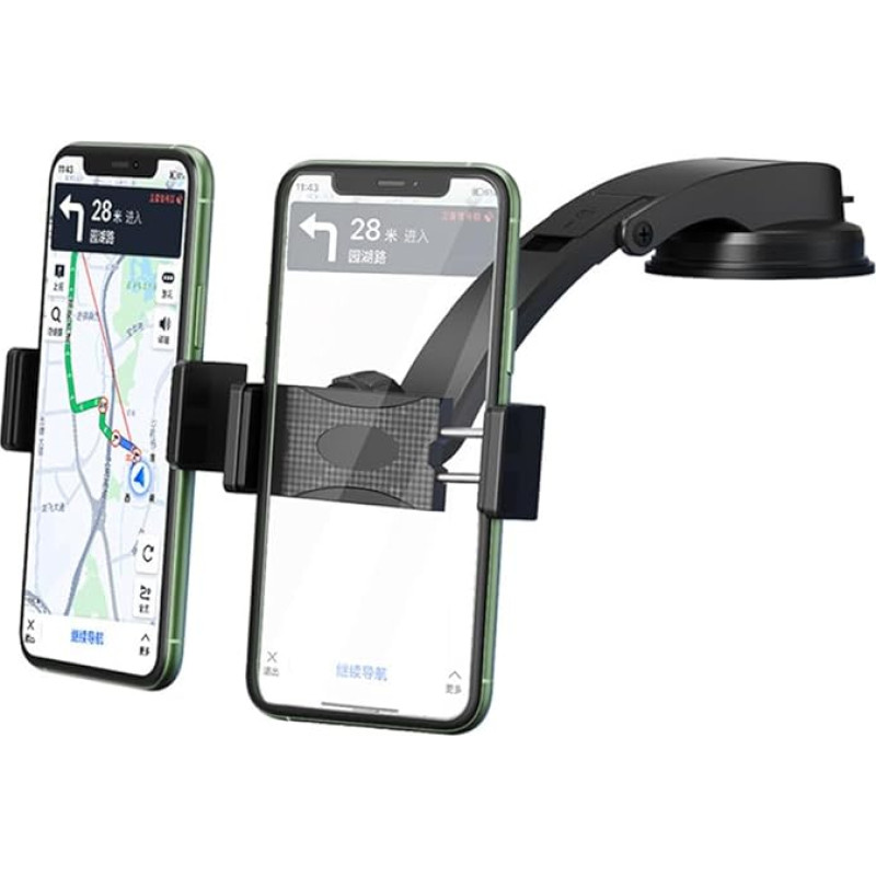 Dvigubas automobilinis telefono laikiklis, automobilinis telefono laikiklis prietaisų skydeliui, reguliuojamas telefono laikiklis 2 telefonams, suderinamas su 3,5-6,8 colių išmaniaisiais telefonais