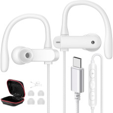 USB C Kopfhörer für Samsung A54 A34 Galaxy A55 A36, In Ear Typ C Headset USB C Anschluss Ohrhörer mit ENC Mikrofon Kabel mit Ohrbügel für iPhone 16 17 5G Pixel 9a 10 Pro Poco X7 für Laufen, Gym, Fitness