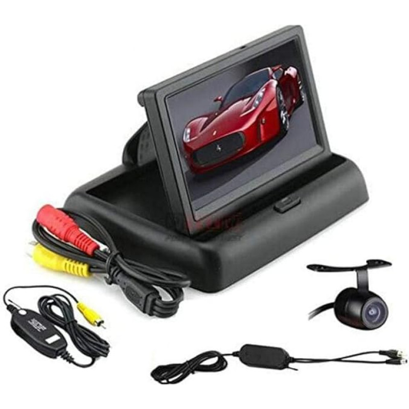 BW® 4,3 colių sulankstomas spalvotas automobilio galinio vaizdo monitorius + automobilio galinio vaizdo sistema Belaidė vandeniui atspari CCD atsarginė kamera