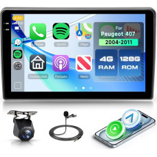 4G + 128G Android automobilinis radijas Peugeot 407 2004-2011 9 colių HD belaidis Carplay automobilinis radijas 407 su Android automobiline navigacija GPS Mirror Link Bluetooth WiFi FM/RDS/EQ vairo valdymas atbuline eiga