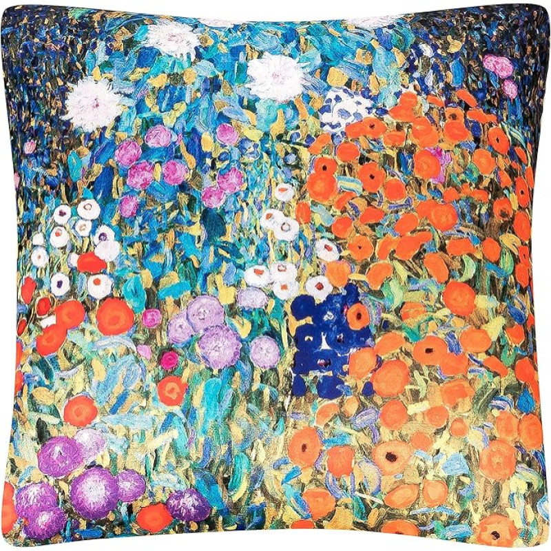 VON LILIENFELD Gustav Klimt Cottage Garden Dekoratyvinė pagalvėlė 40 x 40 cm Sofos pagalvėlė Dekoratyvinis namų svetainės pagalvėlės užvalkalas su užpildu, atspausdintas iš abiejų pusių