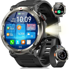 Blackview Smartwatch für Herren, intelligente Fitnessuhr mit Bluetooth-Anrufen, 1,45 Zoll (3,5 cm) Militär Smart Watch Tracker 100+ Sportmodus/Herzfrequenzmesser/SpO2/Taschenlampe/Kompass für Android