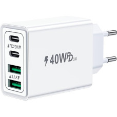 USB C įkroviklis, 40 W 4 prievadų USBC kištukinis daugkartinis įkroviklis su PD+QC, greito įkrovimo adapteris, USB-C įkroviklis, įkrovimo kištukas, USB greito įkrovimo maitinimo šaltinis iPhone 16 15 14 14 13 12 11 Pro Max, Samsung, mobiliesiems telefonam